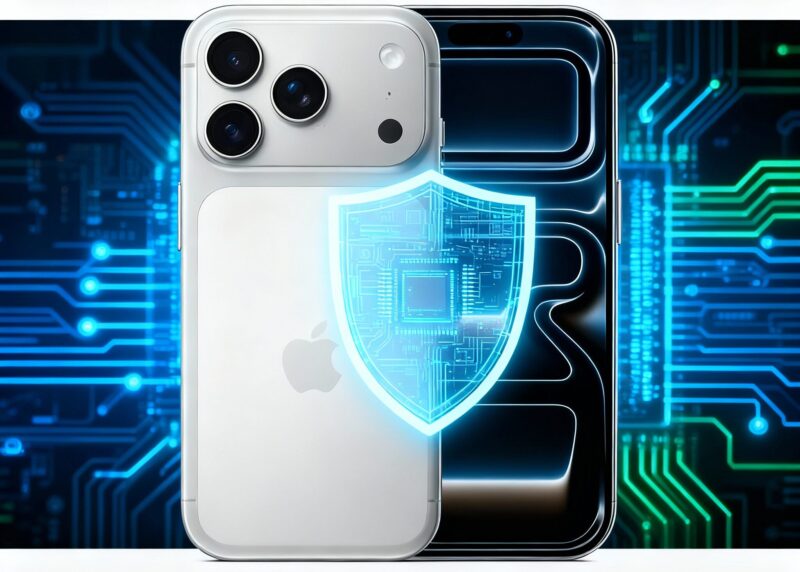 iPhone com proteção digital futurista